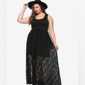Goth Witchy skull print Lace Maxi Dress